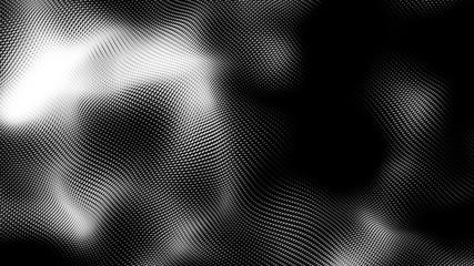 Dot white black wave technology texture background. Abstract big data digital concept. 3d rendering.