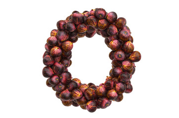 Letter O from common figs, 3D rendering