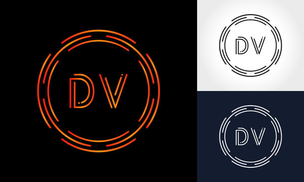 Initial DV Letter Logo With Creative Modern Business Typography Vector Template. Digital Circle Letter DV Logo Design