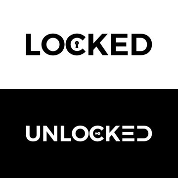 Locked & Unlocked Typography Word Letter Logo Design Vector Template. Locked & Unlocked Word Logo For Business Typography Design