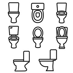Toilet set line icon, logo isolated on white background, toilet bowl