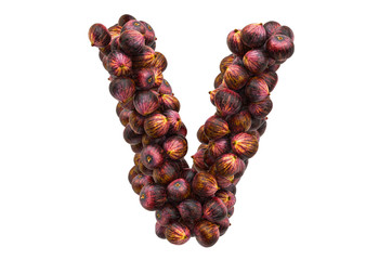 Letter V from common figs, 3D rendering