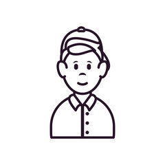 fast delivery concept, cartoon delivery man icon, line style