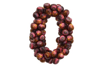 Number 0 from common figs, 3D rendering