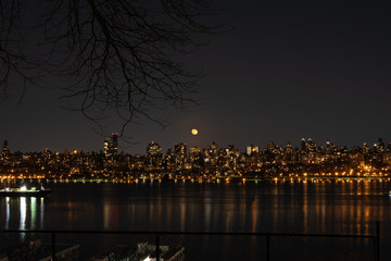 Waning Gibbous Moon Rising Above Upper West Side, New York City