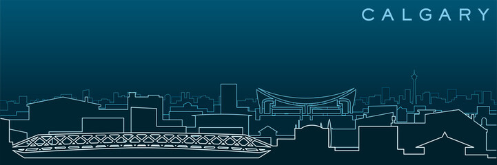 Calgary Multiple Lines Skyline and Landmarks