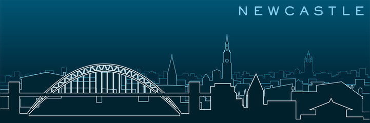 Newcastle Multiple Lines Skyline and Landmarks