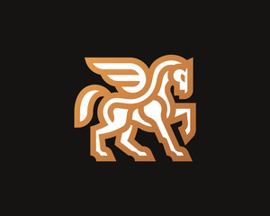 Horse modern logo. Pegasus emblem design editable for your business. Stallion vector illustration.