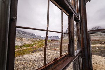 An incredible view from a collapsing airplane hanger in Greenland. 