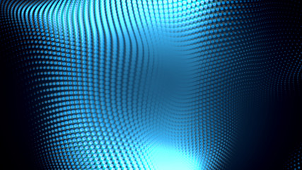 Obraz premium Kropka niebieska fala światła ekranu gradientu tekstury tła. Streszczenie technologia duże tło cyfrowe danych. Renderowanie 3d.