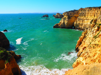 Obraz premium Landscape of the coast in Portimao, Algarve, Portugal