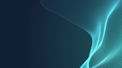 Dot green wave light screen gradient texture background. Abstract  technology big data digital background. 3d rendering.