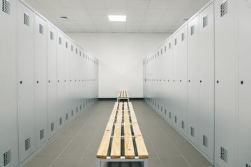 White lockers in a changing room