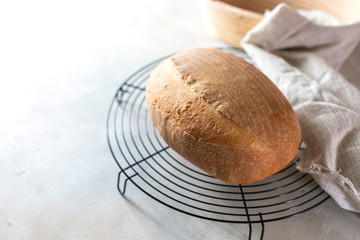 Sourdough bread. Freshly baked organic wheat bread.