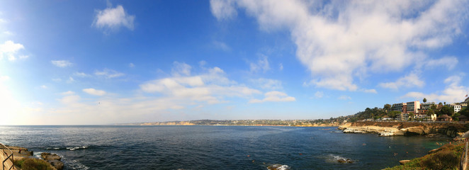 Afternoon sunny view of the beautiful coast landscape