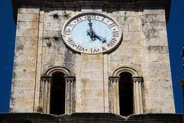 Fototapeta na wymiar St Nicholas church in Perast clock tower