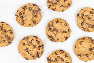 Choco biscuits on the grey marble table background