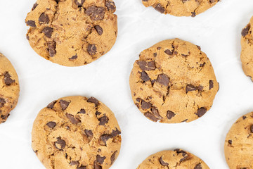 Choco biscuits on the grey marble table background