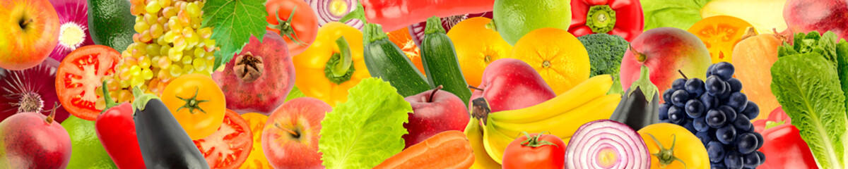 Background ripe and juicy fruits and vegetables.
