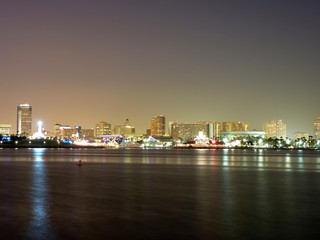 Fototapeta na wymiar Night view of the Long Beach skyline