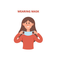 Obraz premium Vector illustration of woman do prevention to avoid coronavirus