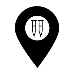 Crutches store location map pin pointer icon. Element of map point for mobile concept and web apps. Icon for website design and app development. Premium disability icon sign