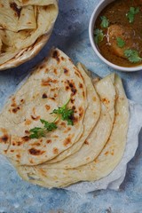 Homemae Kerala Parotta/ Roti or Multi layered flat bread , selective focus