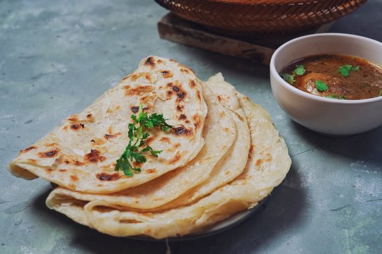 Homemae Kerala Parotta/ Roti or Multi layered flat bread , selective focus