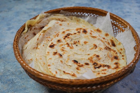 Homemae Kerala Parotta/ Roti or Multi layered flat bread , selective focus