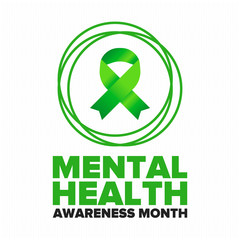 Mental Health Awareness Month in May. Annual campaign in United States. Raising awareness of mental health. Control and protection. Prevention campaign. Medical health care design. Vector illustration