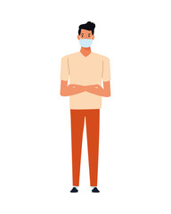 man using face mask for covid19 character