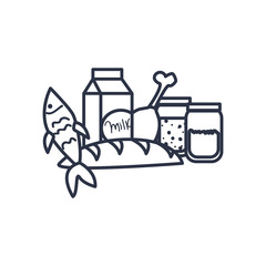 charity donations concept, food and grocery products icon, line style