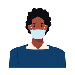 afro man using face mask for covid19 character