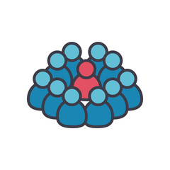 covid 19 concept, a person infected and crowd around, flat style