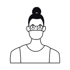 woman using face mask for covid19 character