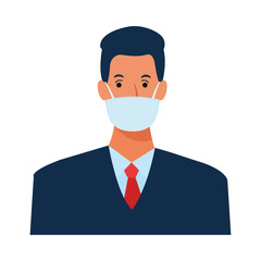 businessman using face mask for covid19 character