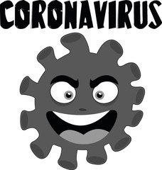 Vector illustration of coronavirus cartoon in black and white