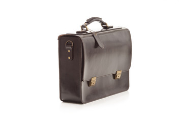 Black business briefcase isolated on white background