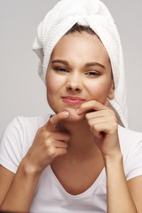 little girl with towel on head