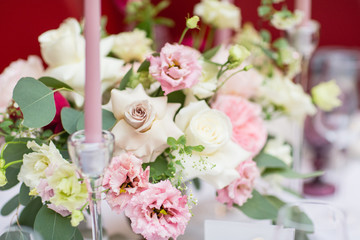 Obraz na płótnie Canvas Floristics decor flowers holiday decoration roses peonies