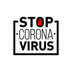 Stop coronavirus text lettering isolated on white.