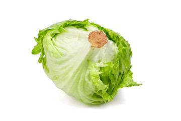 Iceberg lettuce, leafy green vegetable isolated on white background