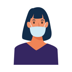 woman using face mask for covid19 character