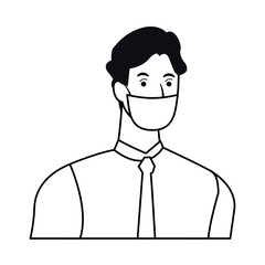 businessman using face mask for covid19 character