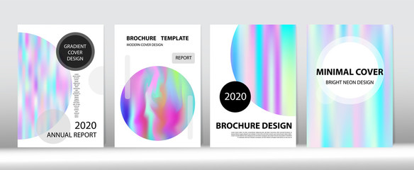 Holographic Gradient Vector Background. Rainbow Magazine Print Template. 
