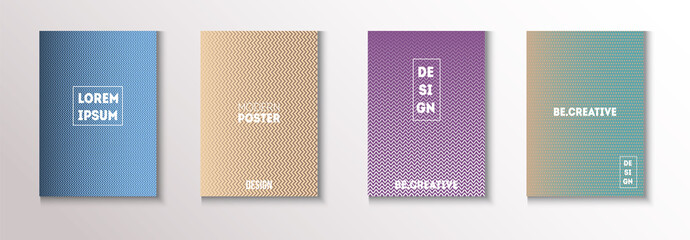 Folded Minimal Cover Vector Set. Funky Magazine Page. Cool 