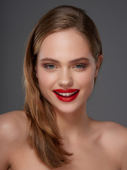 Beautiful woman bare shoulders clean skin