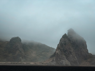 Atmospheric foggy and misty mountains