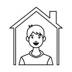 young man inside house character