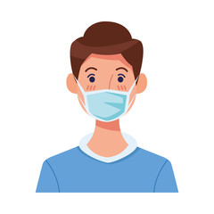 man using face mask character